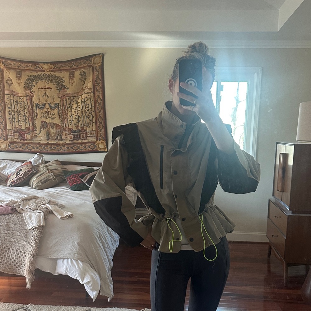 Sandy Liang Utility Jacket in Tan and Black